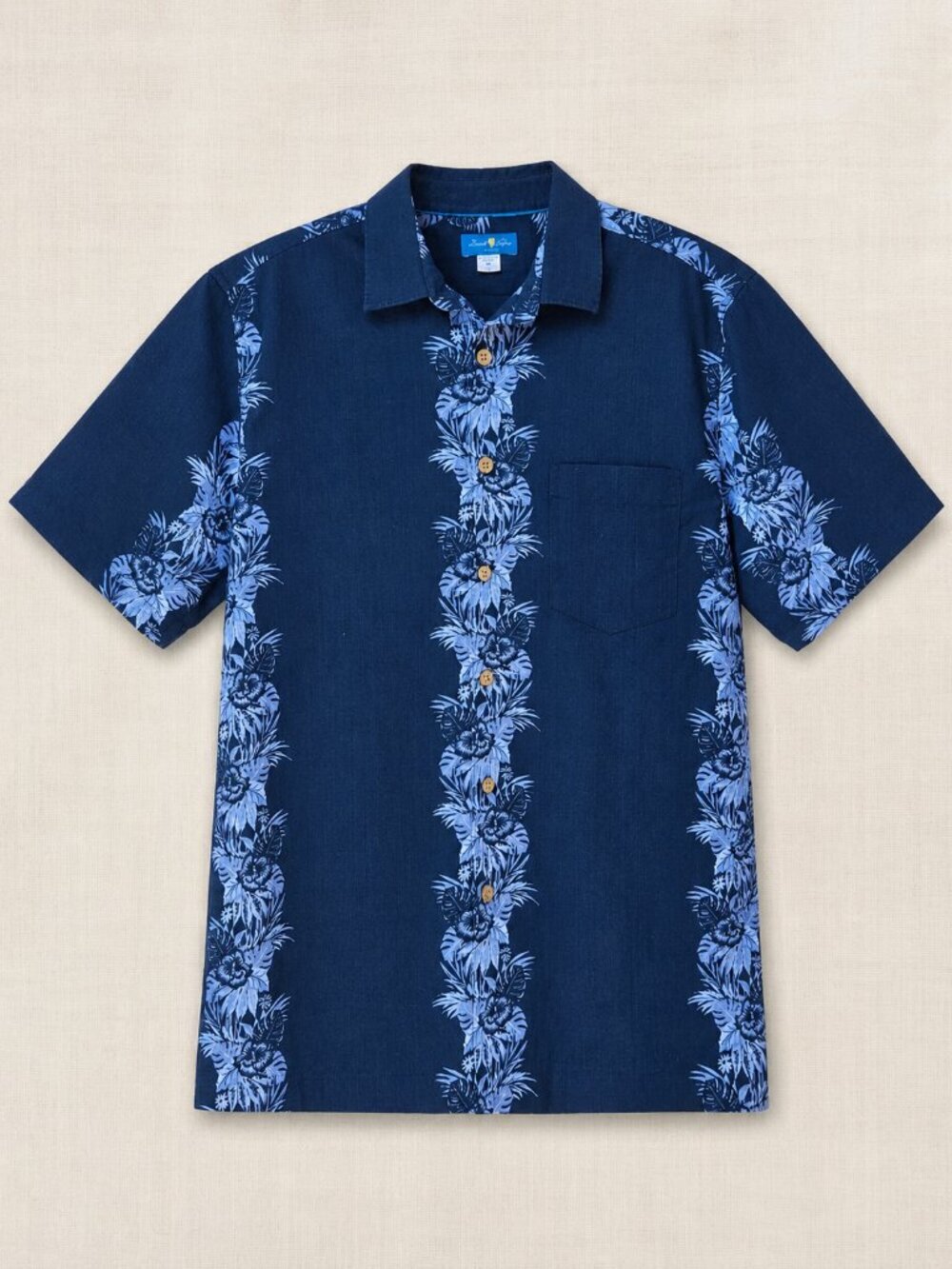 David Taylor Resort Navy Blue Hawaiian Button Up Short Sleeve Shirt - L